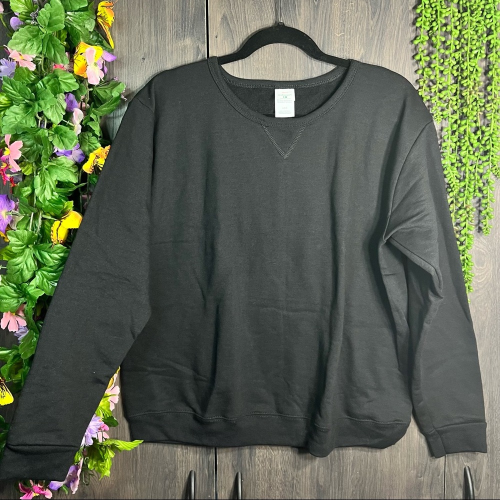 3/$30nwot Hanes Ecosmart Black Crew Neck Sweater Size Large